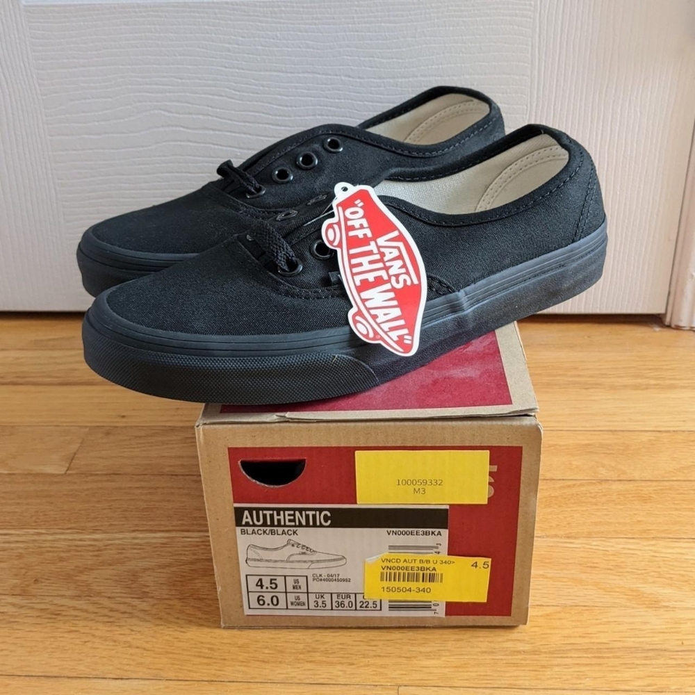 vans authentic all black, size 6 / EU 36